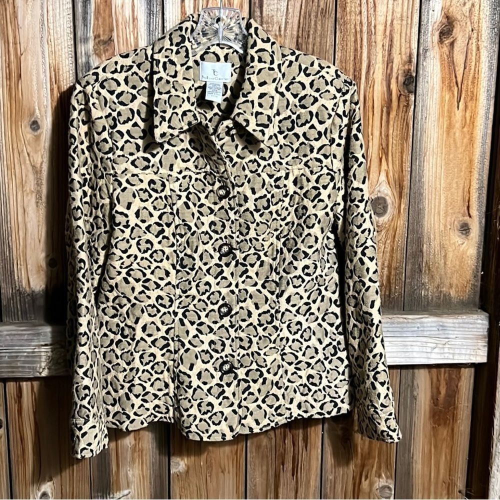 Travel collection blazer animal tan black cotton blend Medium